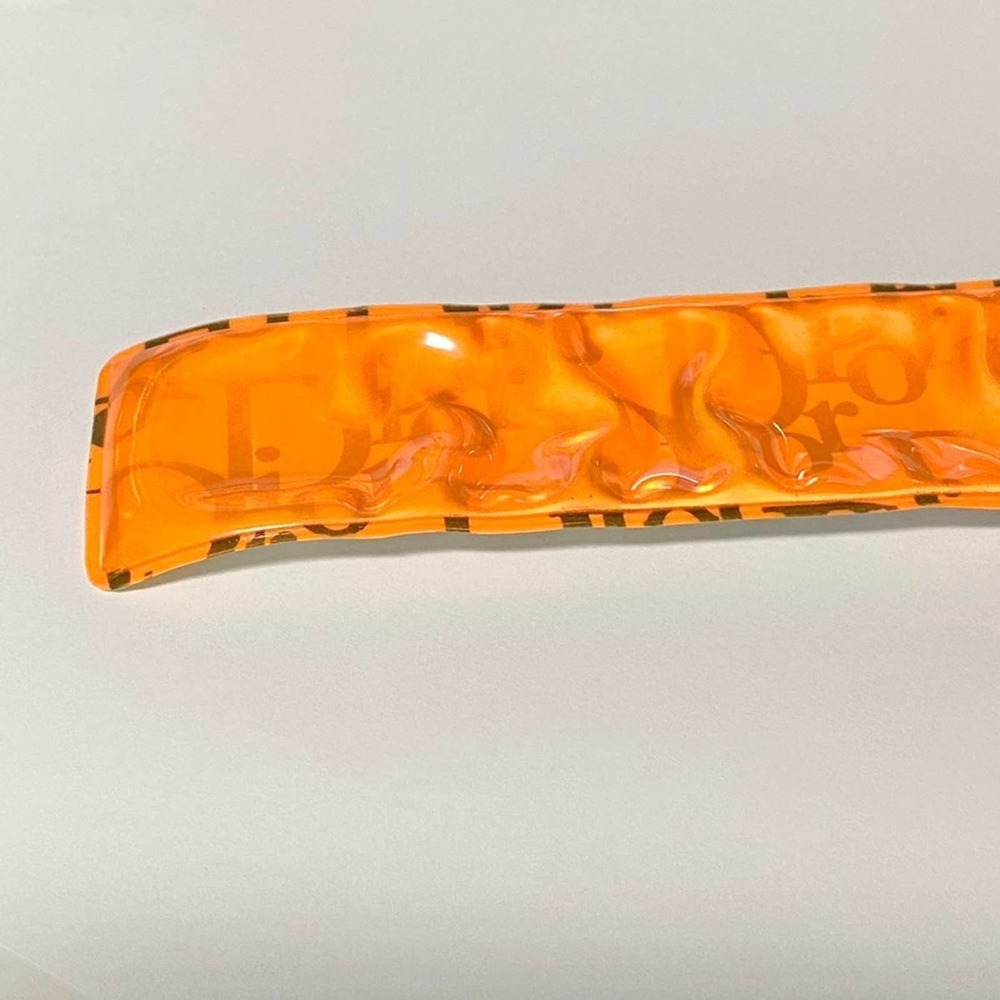 VTG Y2K Christian Dior Neon Orange Dayglo Holographic Trotter Logo Slap Bracelet - Picture 14 of 14